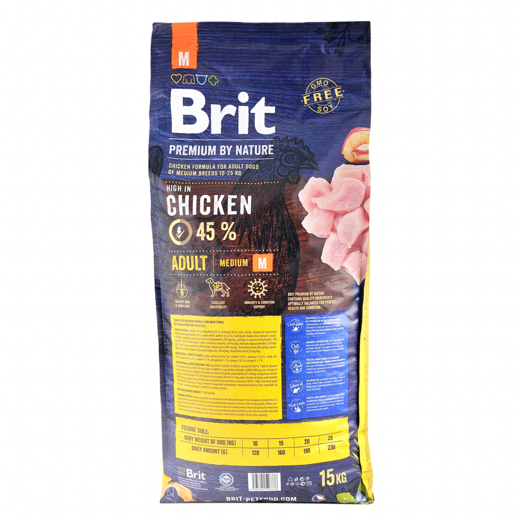Сухой корм для собак Brit Premium Dog Adult M 15 кг (8595602526376) изображение 3