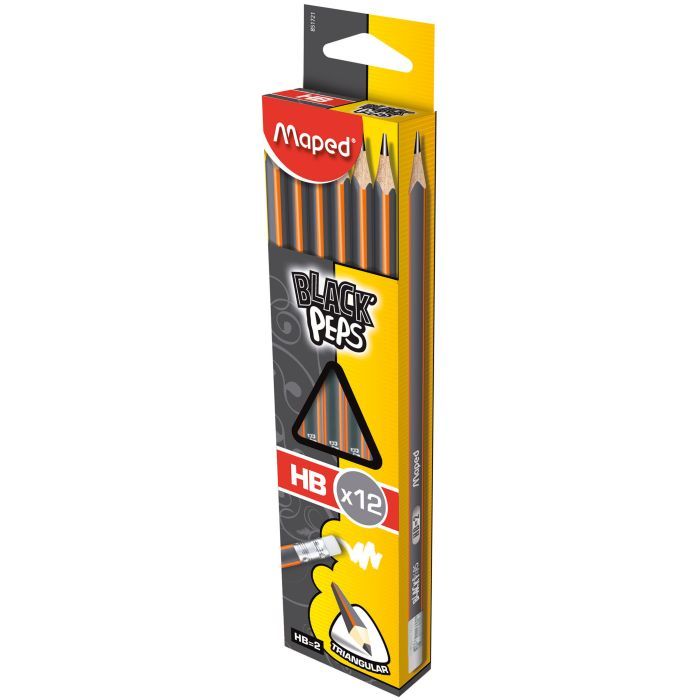 Карандаш графитный Maped BLACK PEPS, 2B, с ластиком (MP.851722) изображение 2