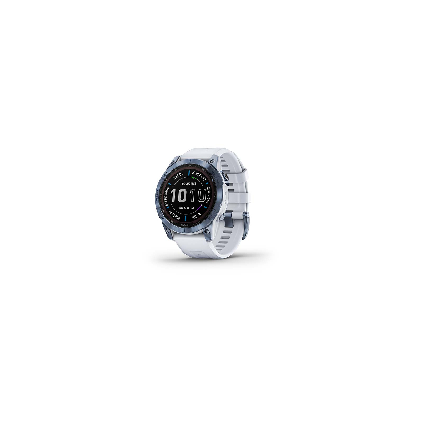 Смарт-часы Garmin fenix 7 Sapph Solar, Mineral Blue Ti w/Whitestone Band, GPS (010-02540-25)
