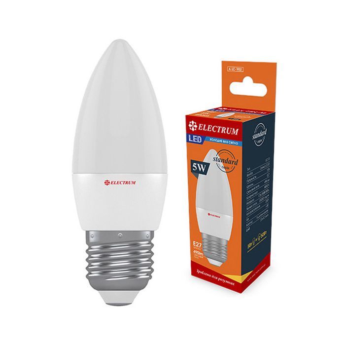 Лампочка Electrum C37 5W PA LC-31 Е27 4000K (A-LC-1932)