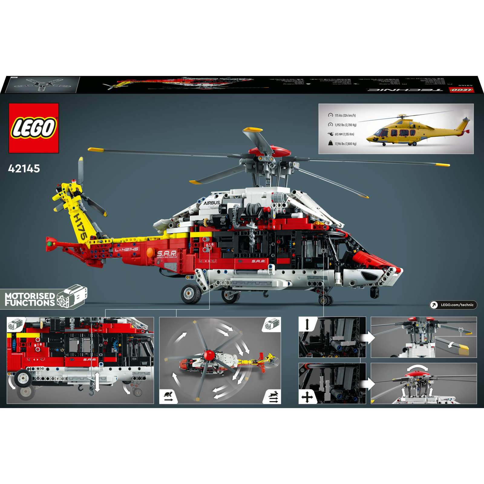 Конструктор LEGO Technic Рятувальний гелікоптер Airbus H175 2001 деталь (42145) зображення 7