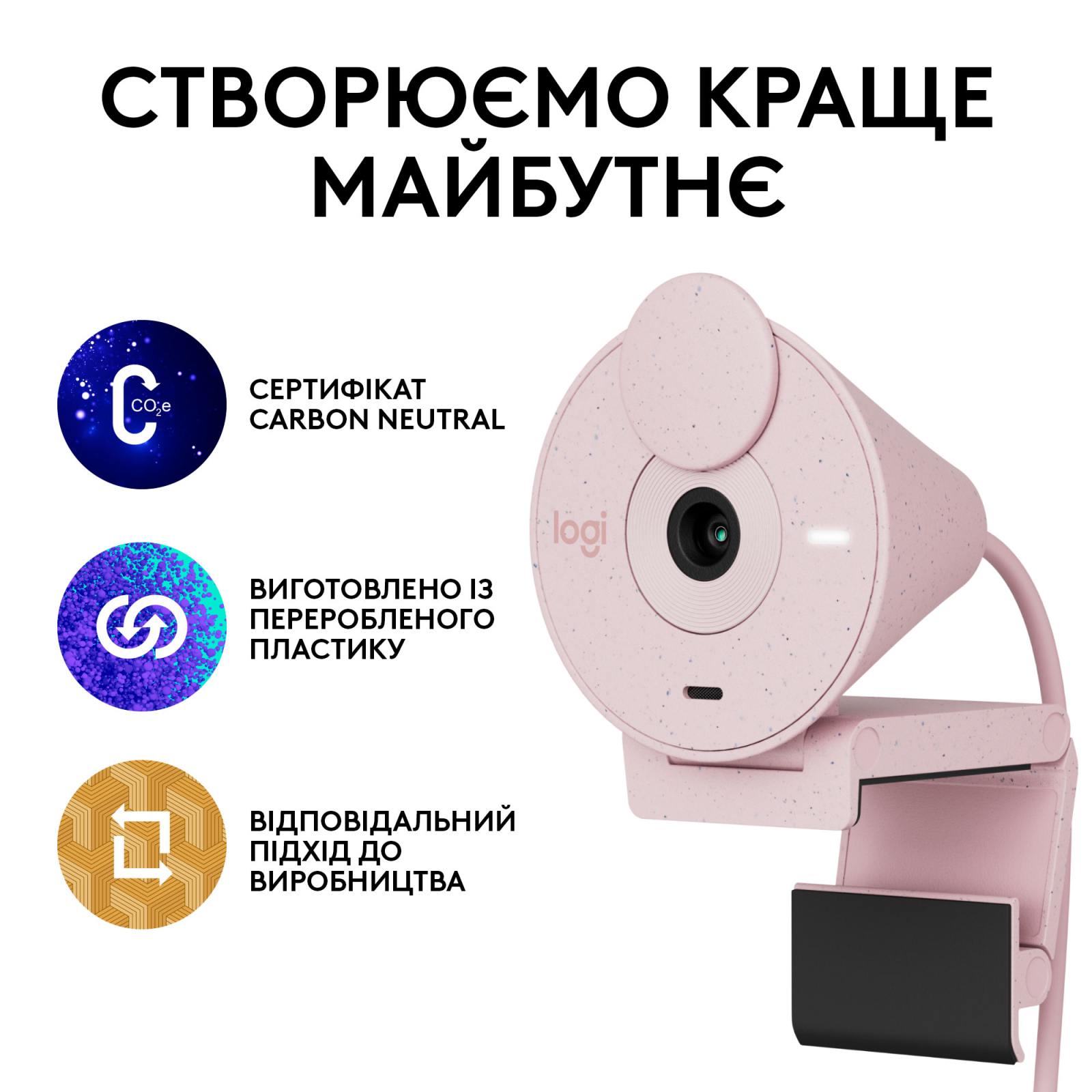 Веб-камера Logitech Brio 300 FHD Rose (960-001448) зображення 8