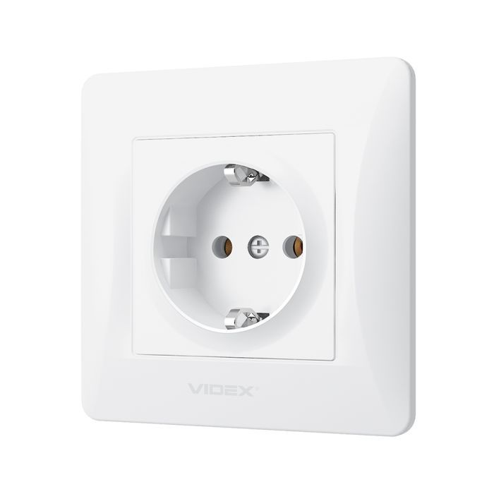 Розетка Videx BINERA 1ая с заземлением (VF-BNSK1G-W) изображение 2