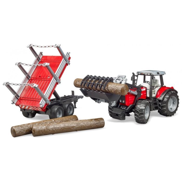 Спецтехника Bruder трактор Massey Ferguson 7480 с погрузчиком и лесным прицепом 1:16 (02046) изображение 3