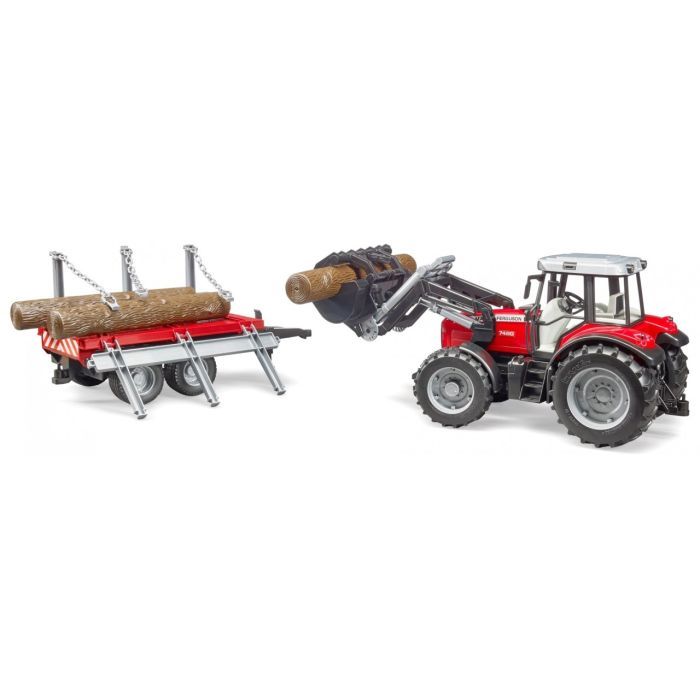Спецтехника Bruder трактор Massey Ferguson 7480 с погрузчиком и лесным прицепом 1:16 (02046) изображение 4