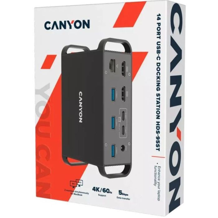 Порт-репликатор Canyon Docking Station with 14 ports, with Type C female*4, USB3.0*2, USB2.0*2 (CNS-HDS95ST) изображение 5