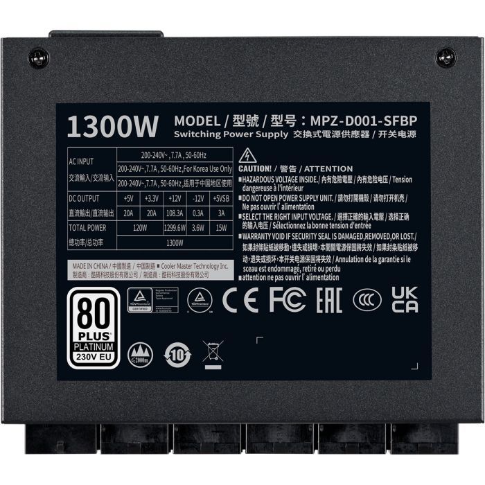 Блок питания CoolerMaster 1300W V SFX Platinum (MPZ-D001-SFBP-BEU) изображение 5