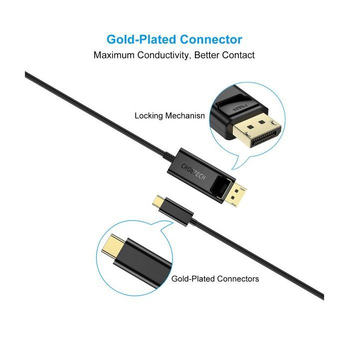 Кабель мультимедійний USB-C to DisplayPort M 1.8m 4K60Hz Choetech (XCP-1801BK) зображення 6