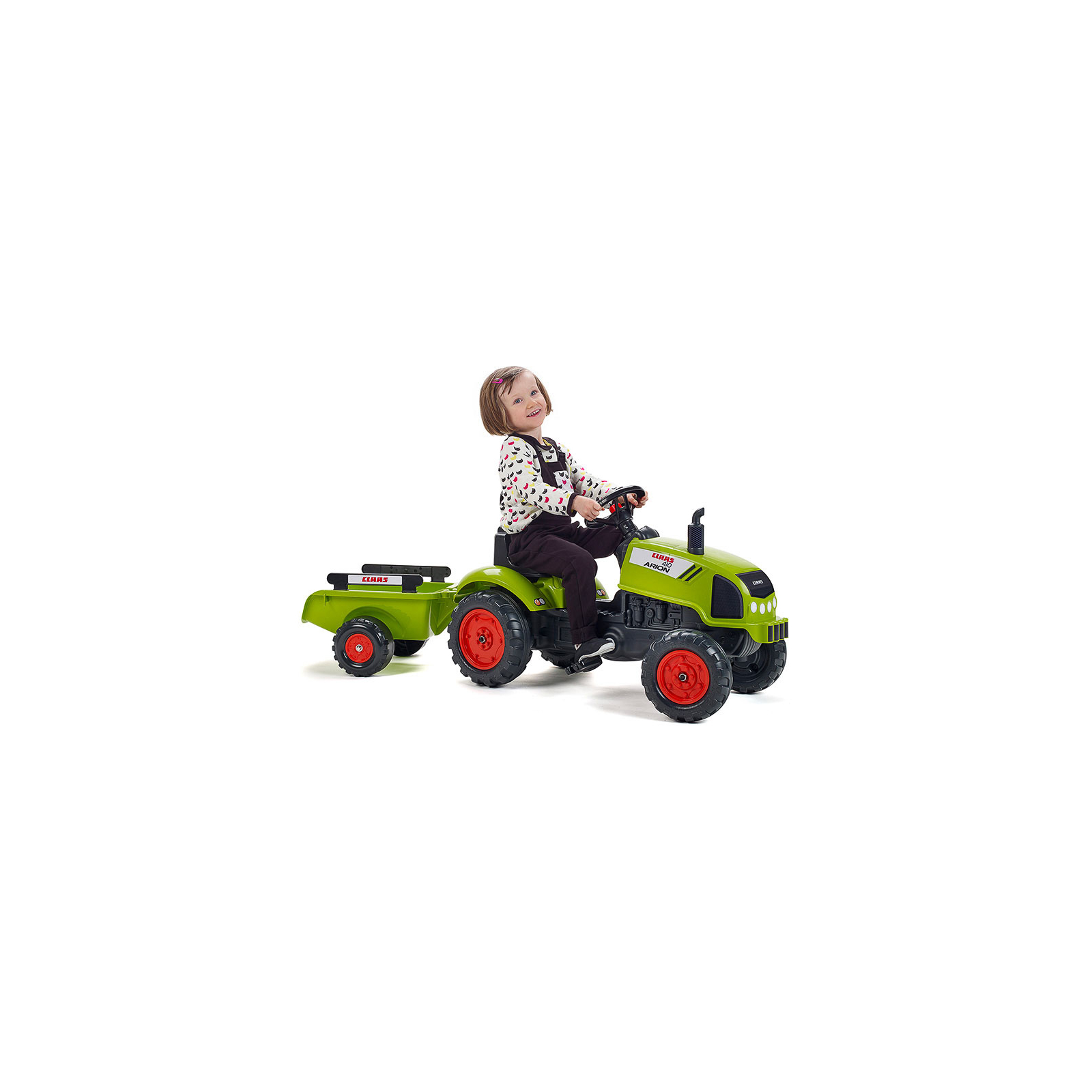 Веломобіль Falk Claas Arion трактор на педалях з причепом Зелений (2041C) зображення 5