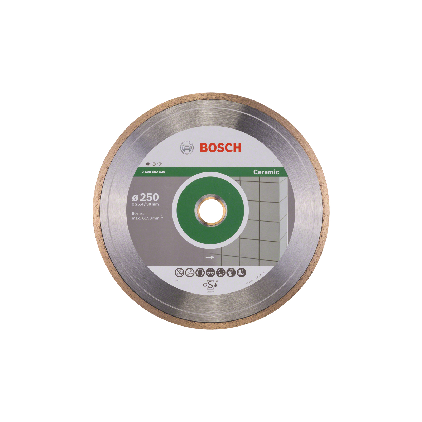 Диск пильный Bosch алмазный Standard for Ceramic, 250 мм, 25.4-30мм, 1.6мм, 7мм (2.608.602.539)