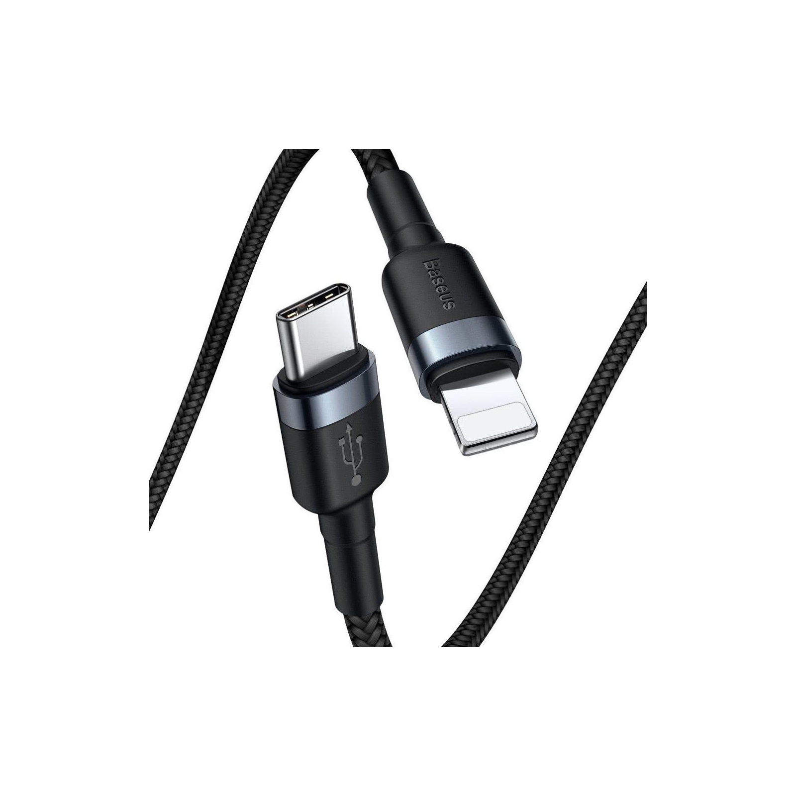 Дата кабель USB-C to Lightning 1.0m 18W 2.1A Cafule Black-Grey Baseus (CATLKLF-G1) зображення 2