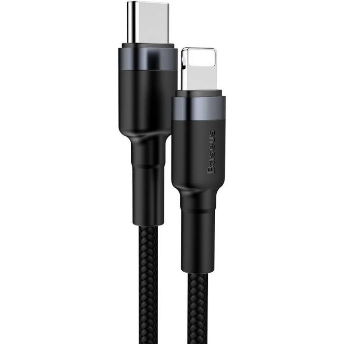 Дата кабель USB-C to Lightning 1.0m 18W 2.1A Cafule Black-Grey Baseus (CATLKLF-G1) изображение 3