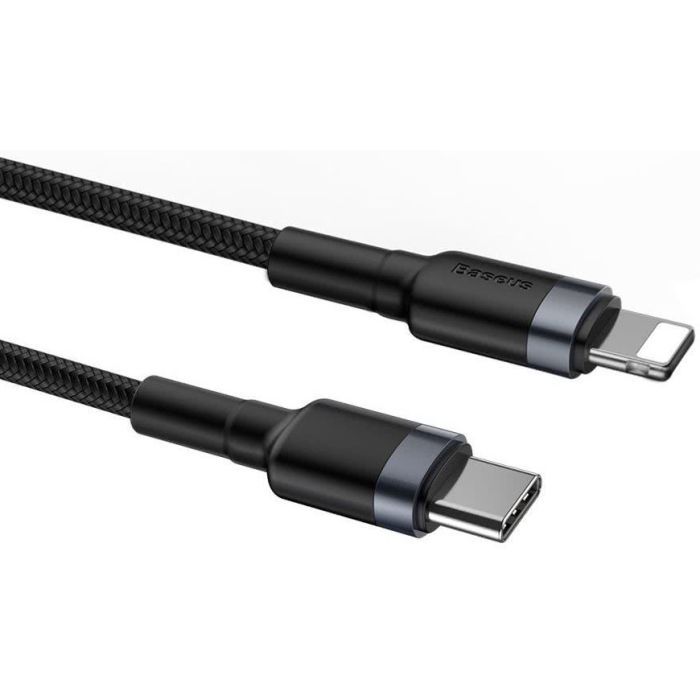 Дата кабель USB-C to Lightning 1.0m 18W 2.1A Cafule Black-Grey Baseus (CATLKLF-G1) изображение 4