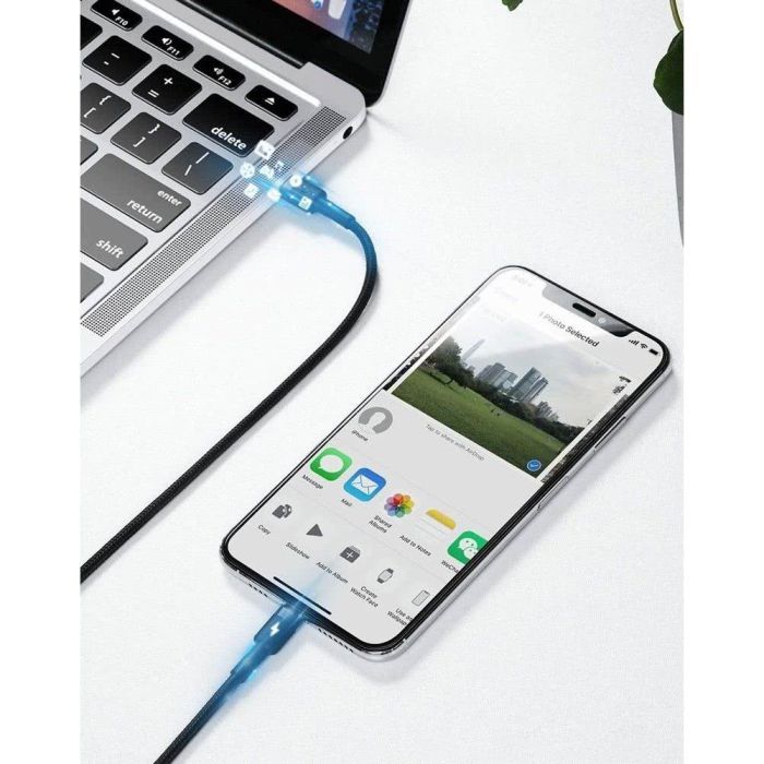 Дата кабель USB-C to Lightning 1.0m 18W 2.1A Cafule Black-Grey Baseus (CATLKLF-G1) изображение 8