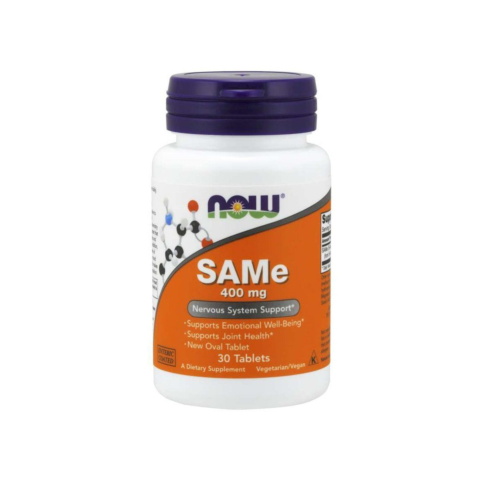 Амінокислота Now Foods SAM-e (S-Аденозилметіонін) 400 мг, 30 таблеток (NF0139)
