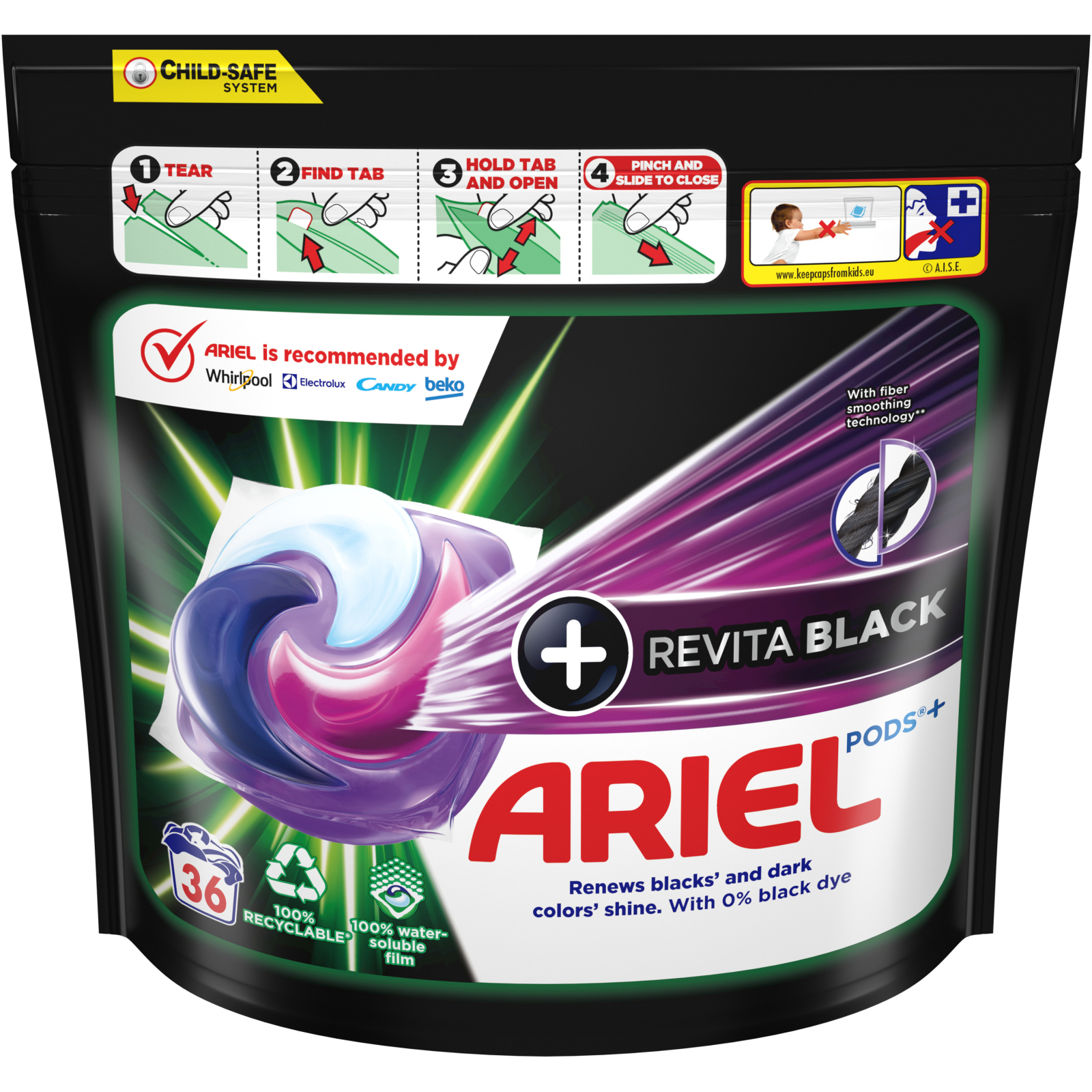 Капсули для прання Ariel Pods Все-в-1 + Revitablack 36 шт. (8001090804204) зображення 2