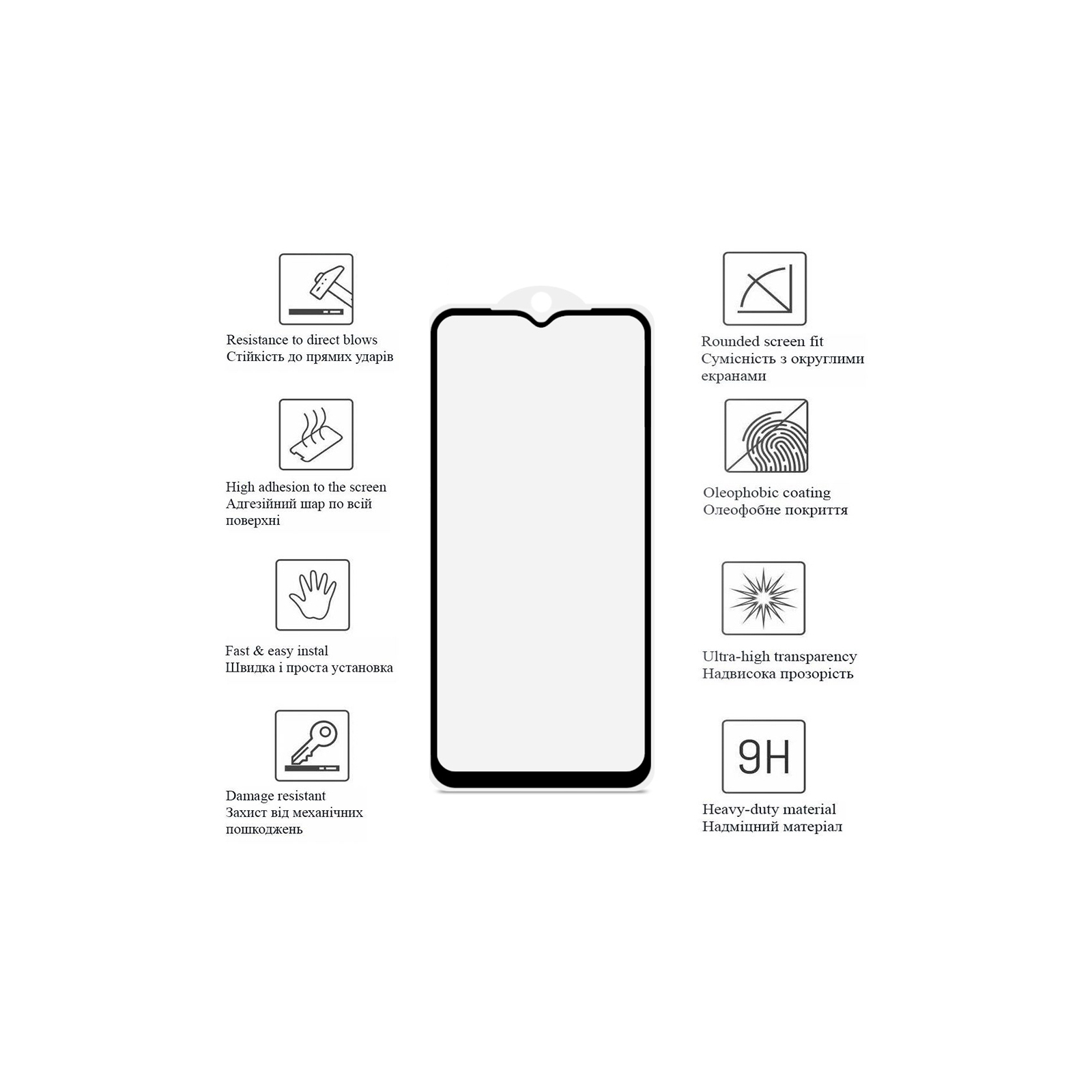 Стекло защитное Drobak Xiaomi Redmi A1 / A1+ / Poco C50 Black Frame A+ (505089) (505089) изображение 2