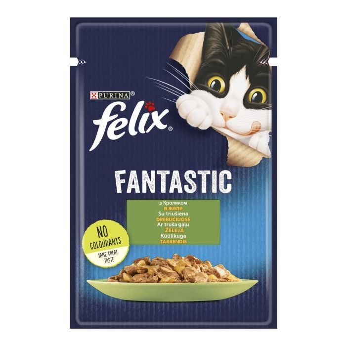 Влажный корм для кошек Purina Felix Fantastic с кроликом в желе 85 г (7613039835500)