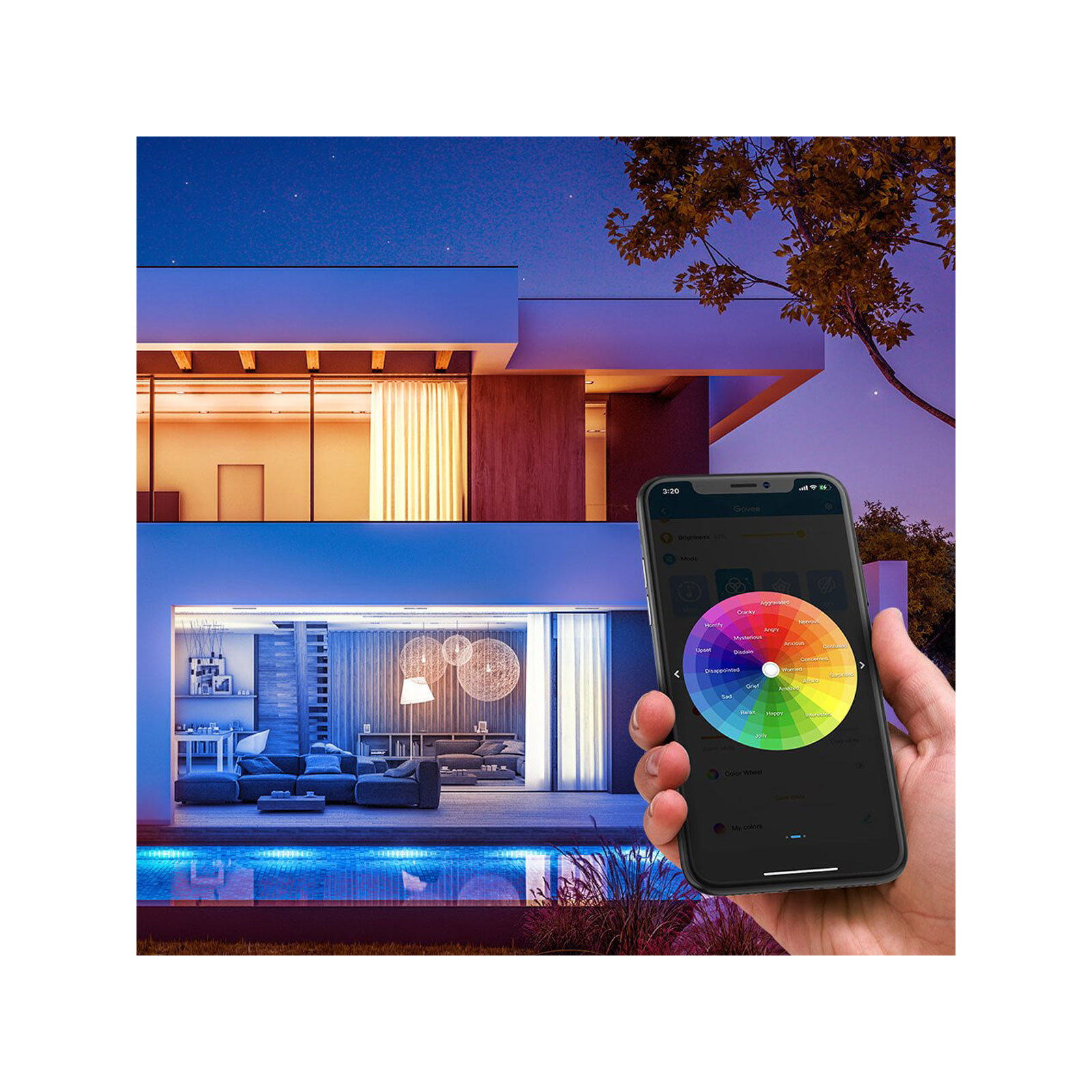 Светодиодная лента Govee RGB Smart Wi-Fi + Bluetooth LED Strip Lights 10м Білий (H61103A1) изображение 8