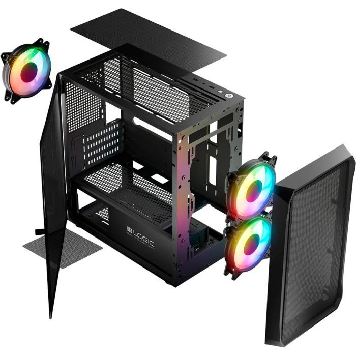 Корпус Logic concept PORTOS MESH+GLASS ARGB fans 3x120mm BLACK (AM-PORTOS-10-0000000-0002) зображення 11