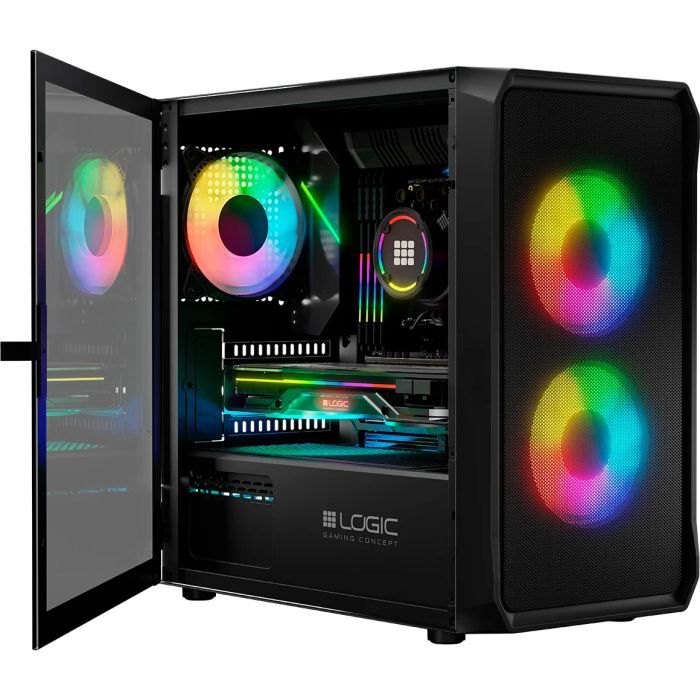 Корпус Logic concept PORTOS MESH+GLASS ARGB fans 3x120mm BLACK (AM-PORTOS-10-0000000-0002) зображення 12