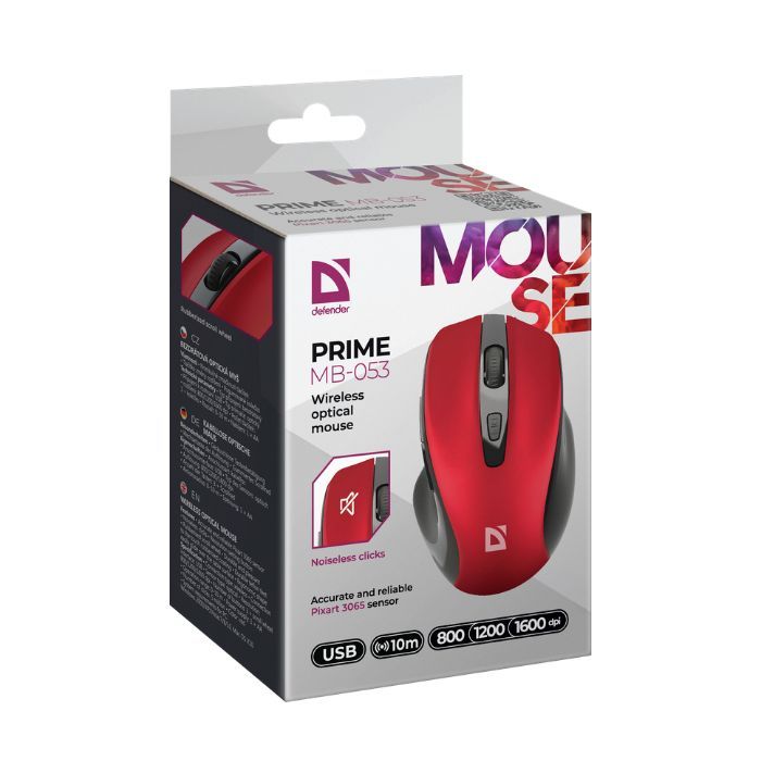 Мышка Defender Prime MB-053 Silent Wireless Red (52052) изображение 5