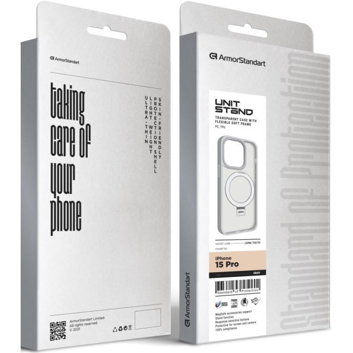 Чехол для мобильного телефона Armorstandart Unit Stand Apple iPhone 15 Pro Black (ARM70576) изображение 2