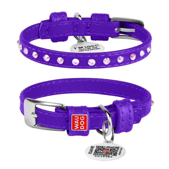 Ошейник для животных WAUDOG Glamour з QR-паспортом з стразами XXS2 Ш 9 мм Д 19-25 см ментоловий (325213)