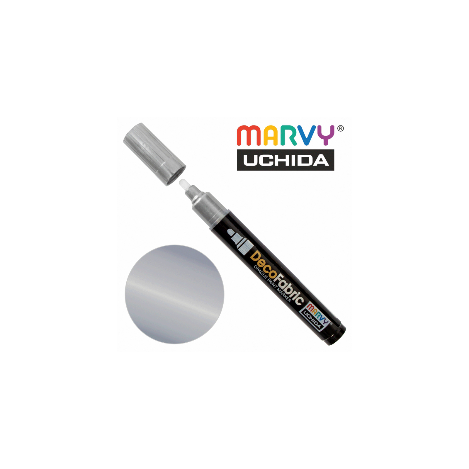 Художественный маркер Marvy для росписи тканей, Серебро, односторонний, #223, DecoFabric (028617255804)