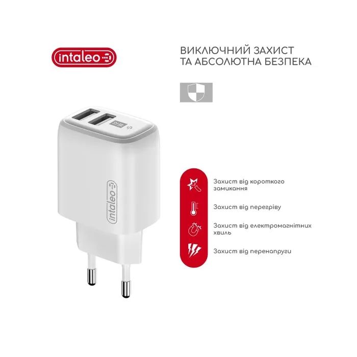 Зарядний пристрій Intaleo 12W Fast Charge 2USB 2.4A white (1283126578281) зображення 5
