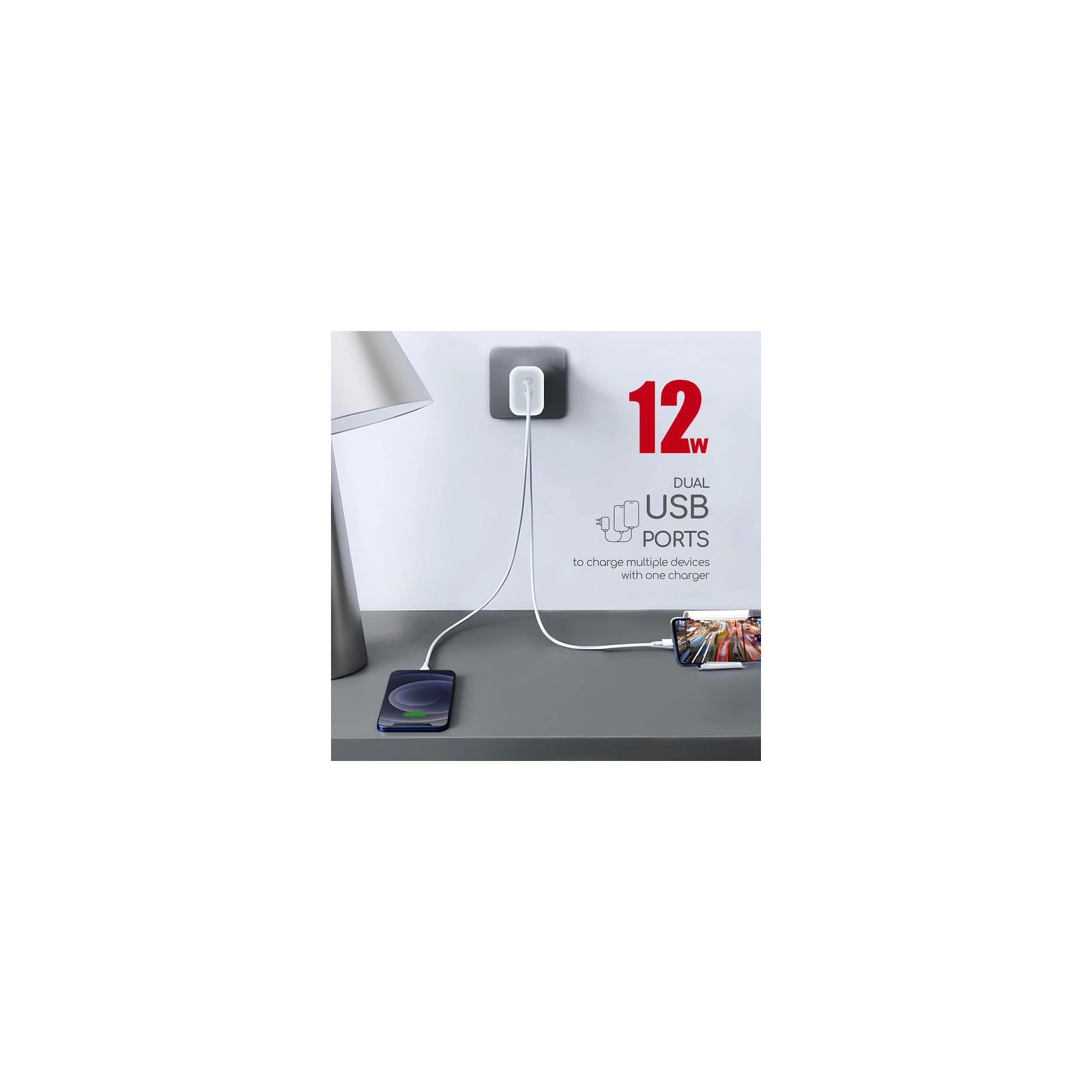 Зарядний пристрій Intaleo 12W Fast Charge 2USB 2.4A white (1283126578281) зображення 6