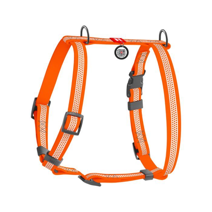 Шлея для собак WAUDOG Waterproof анатомічна Н-подібна з QR-паспортом М помаранчева (32824) зображення 2