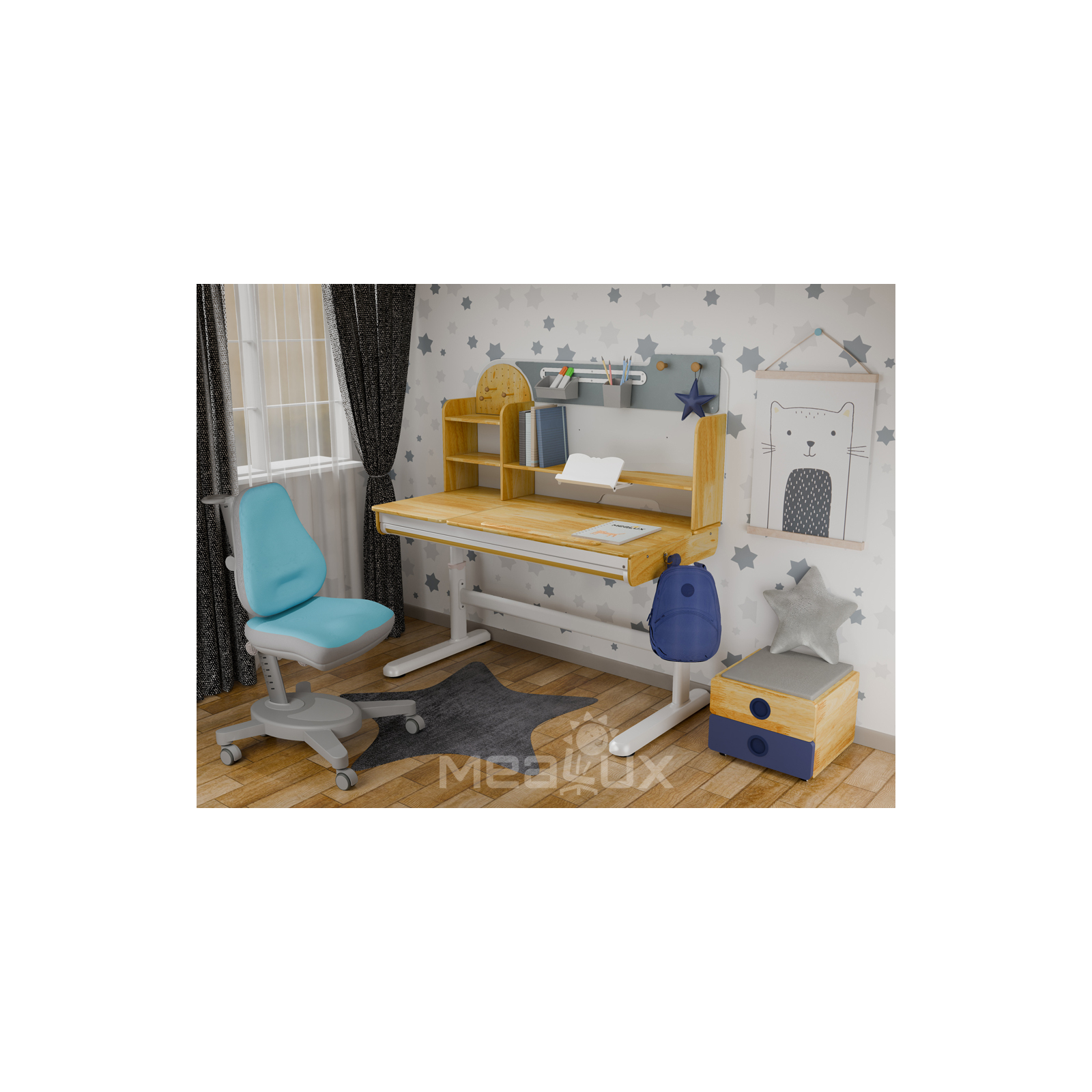 Парта с креслом Mealux Timberdesk L (парта+кресло+тумба) (BD-690 L+ box BD 920-2 BL+Y-110 TG) изображение 2