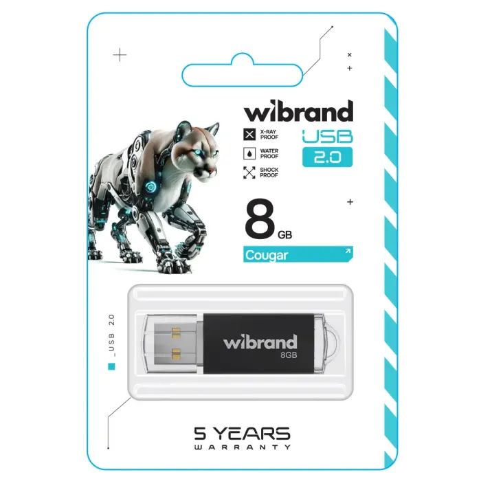 USB флеш накопитель Wibrand 4GB Cougar BlackUSB 2.0 (WI2.0/CU4P1B) изображение 2