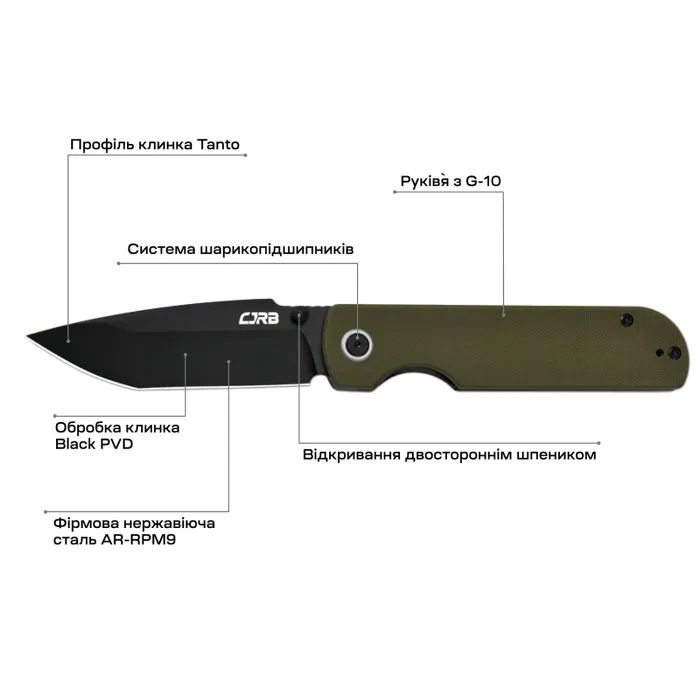 Нож CJRB Nova Green PVD (J1937-BGN) изображение 4