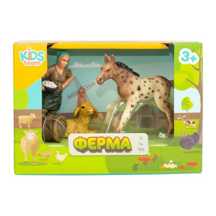 Фігурка Kids Team набір Ферма плямисте лоша, ягня, фермерка, ягня (Q9899-T1_4) зображення 2