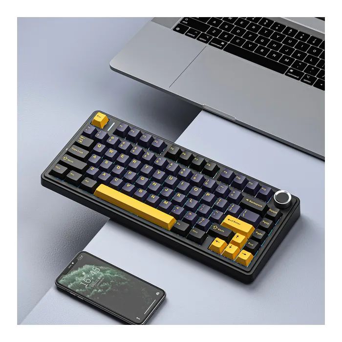 Клавиатура Aula F75 Gasket Greywood V3 switch Hot-Swap PBT Wireless/Bluetooth/USB Black (6948391208626) изображение 6