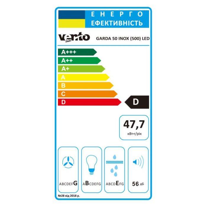 Вытяжка кухонная Ventolux GARDA 50 INOX (500) LED изображение 8