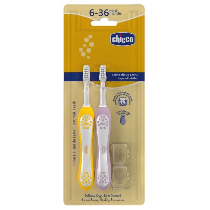 Детская зубная щетка Chicco 6-36 мес., 2 шт. сиренево-желтая (8058664174706) (12082.00)