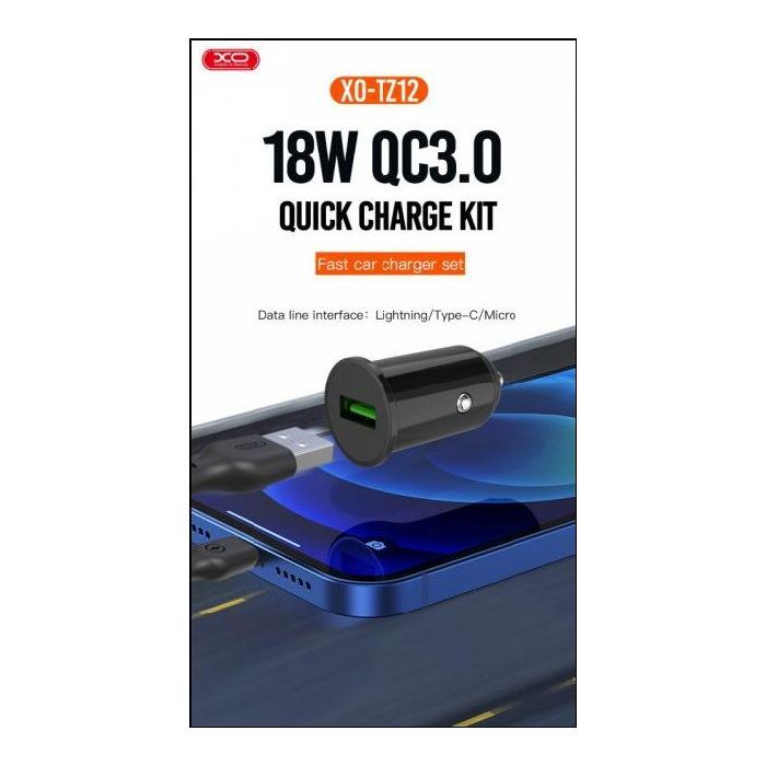 Зарядний пристрій XO TZ12 QC3.0 (1USB/18W) + USB - Type-C Black (XO-TZ12-BK) зображення 2