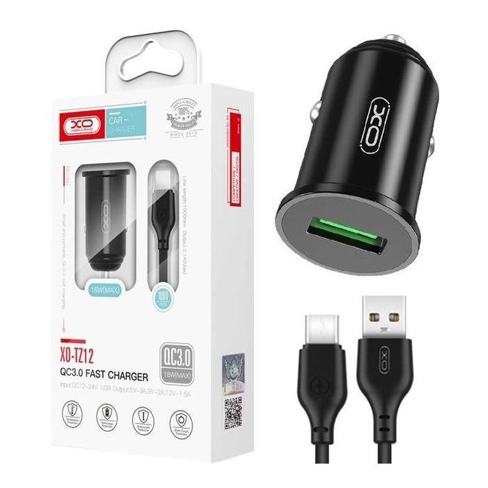 Зарядний пристрій XO TZ12 QC3.0 (1USB/18W) + USB - Type-C Black (XO-TZ12-BK) зображення 4
