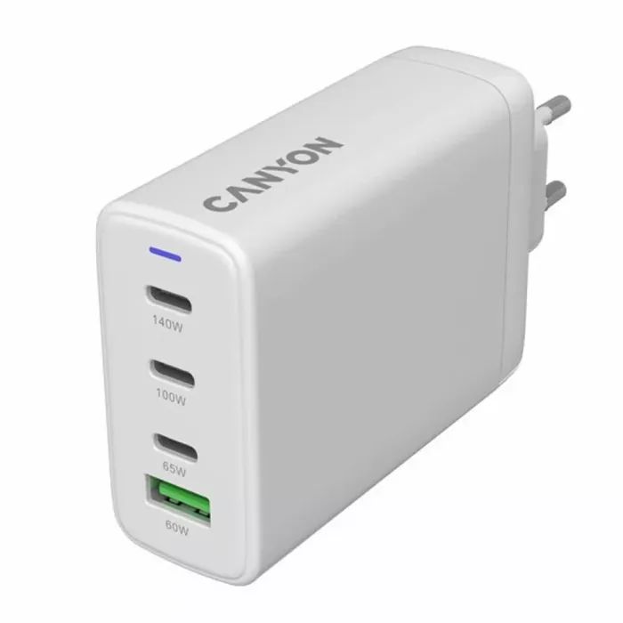 Зарядное устройство Canyon CU140ACC GaN 150W 3xPD 1xQC EU White (CNS-CUW140ACC) изображение 2