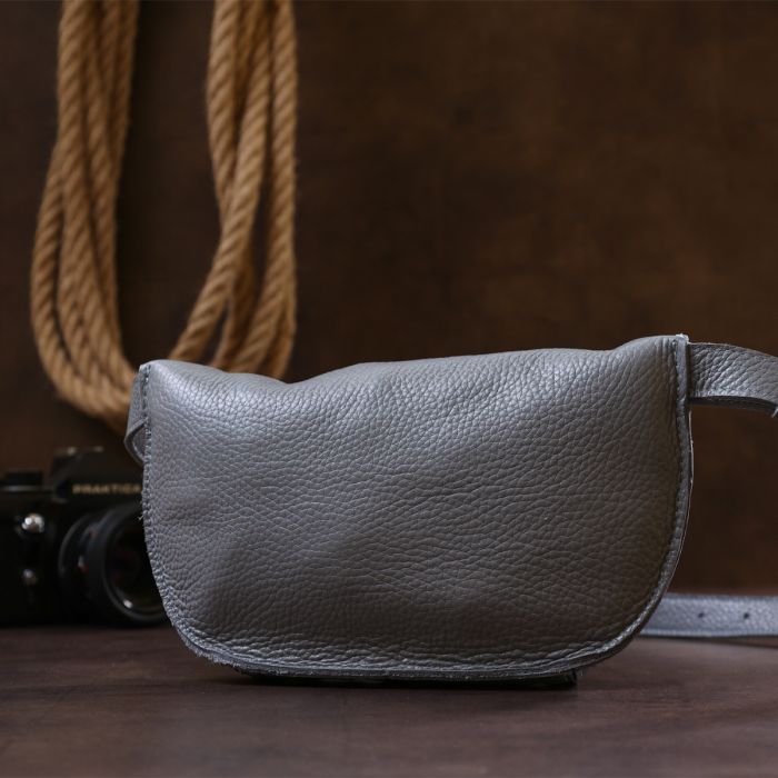 Сумка Shvigel Бананка з натуральної шкіри Сіра (16379) зображення 10