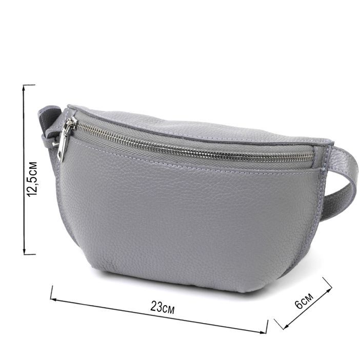 Сумка Shvigel Бананка з натуральної шкіри Сіра (16379) зображення 3