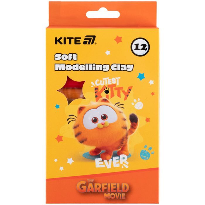 Пластилин Kite Garfield восковий, 12 кольорів, 200 г (GF25-086)