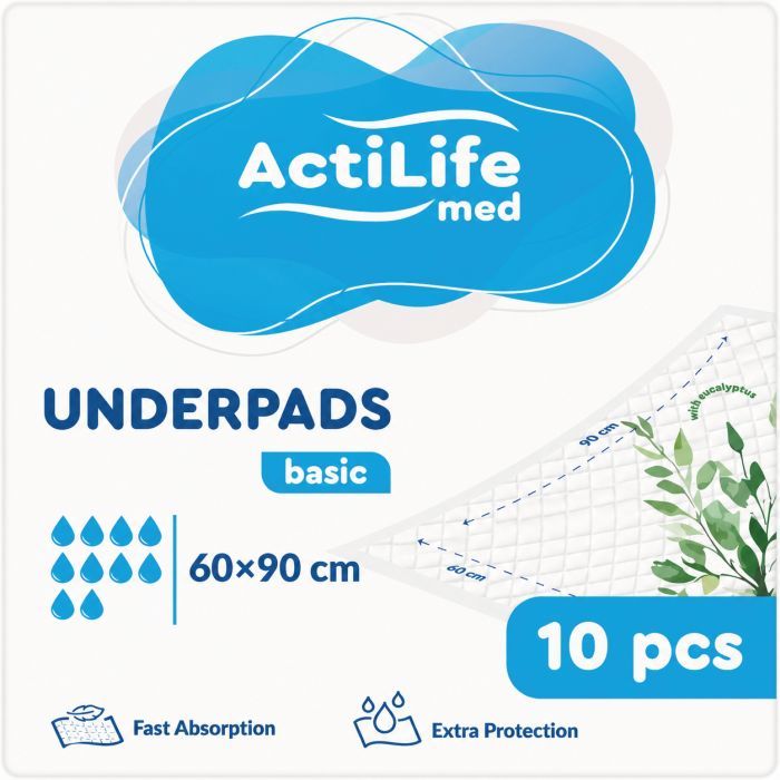 Пеленки для младенцев ActiLife Med Basic 60 х 90, 10 шт (4820174981426)