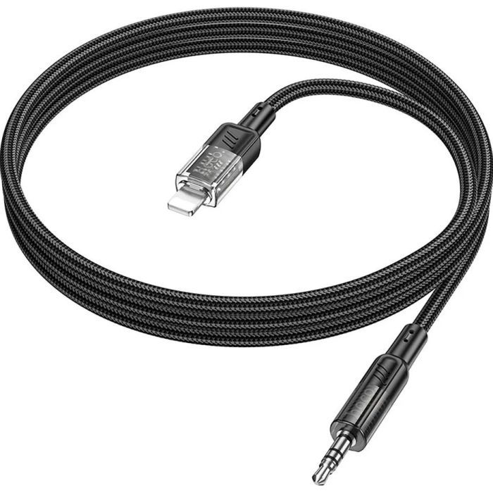 Кабель мультимедийный Lightning to 3.5mm M 1.0m UPA27 Spirit transparent Black HOCO (6942007612524)