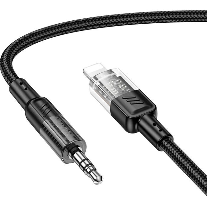Кабель мультимедийный Lightning to 3.5mm M 1.0m UPA27 Spirit transparent Black HOCO (6942007612524) изображение 2