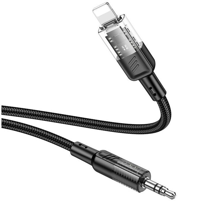 Кабель мультимедийный Lightning to 3.5mm M 1.0m UPA27 Spirit transparent Black HOCO (6942007612524) изображение 3
