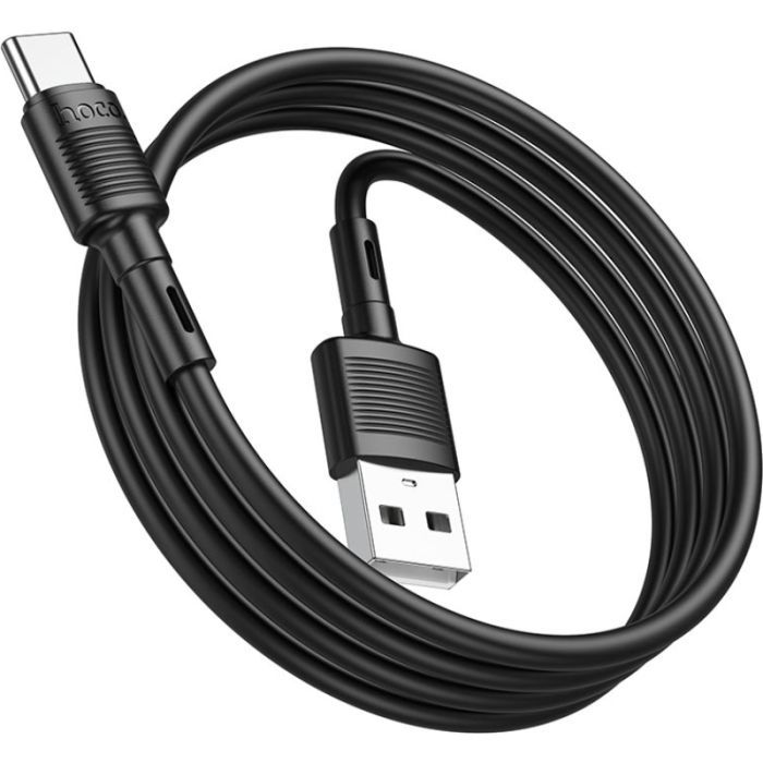 Дата кабель USB 2.0 AM to USB-C 1.0m 3A PVC X83 black HOCO (6931474770905) изображение 3